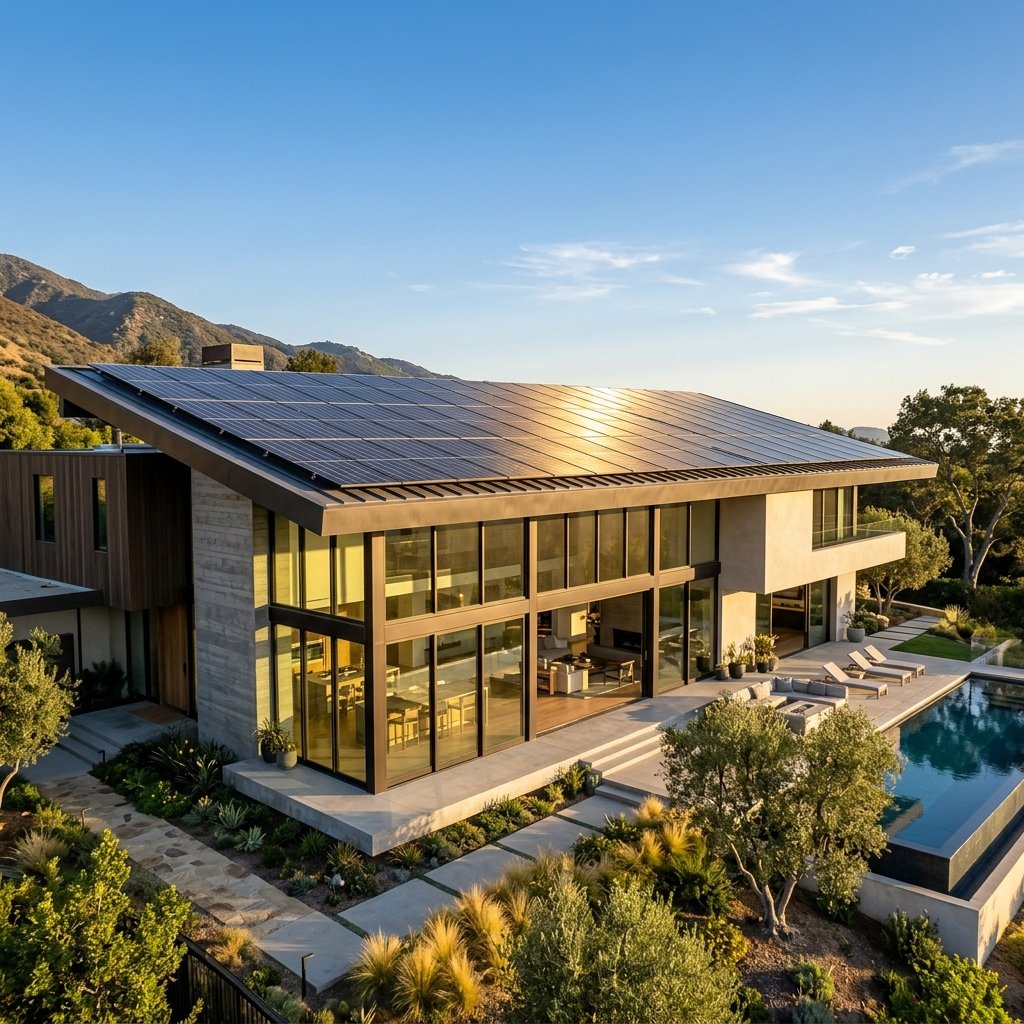 Pannelli solari su casa di lusso